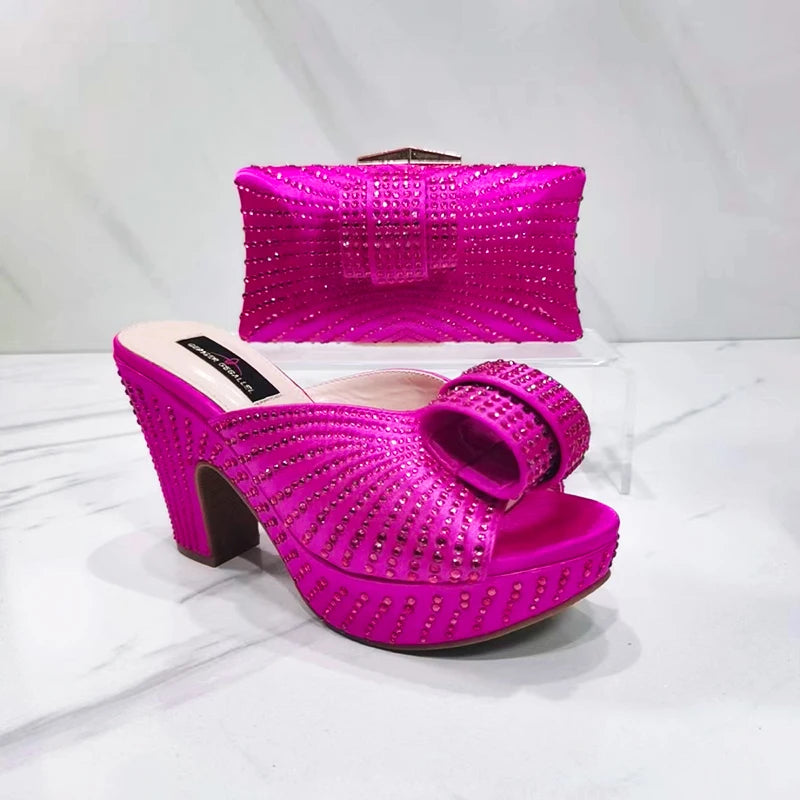 Elegant black MC THE BLACK DIAMOND designer heels and matching sandals for women, showcased with stylish details and craftsmanship.