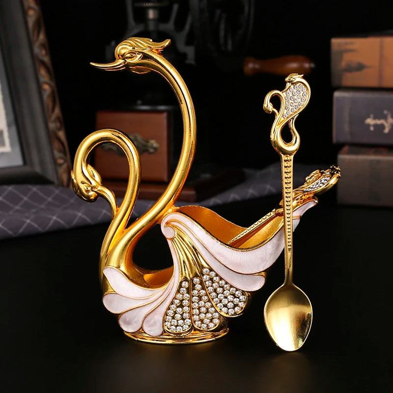 Swan-shaped fruit fork and spoon set by 𝕄𝕔 𝕋𝕙𝕖 𝔹𝕝𝕒𝕔𝕜 𝔻𝕚𝕒𝕞𝕠�
