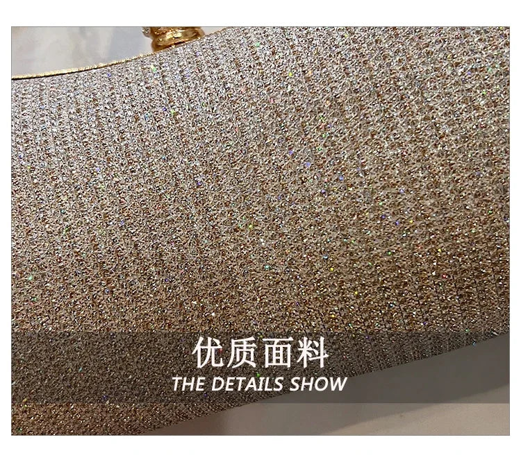 MC THE BLACK DIAMOND chain evening bag for women, stylish dinner shoulder hand bag with a sleek design and chain strap.