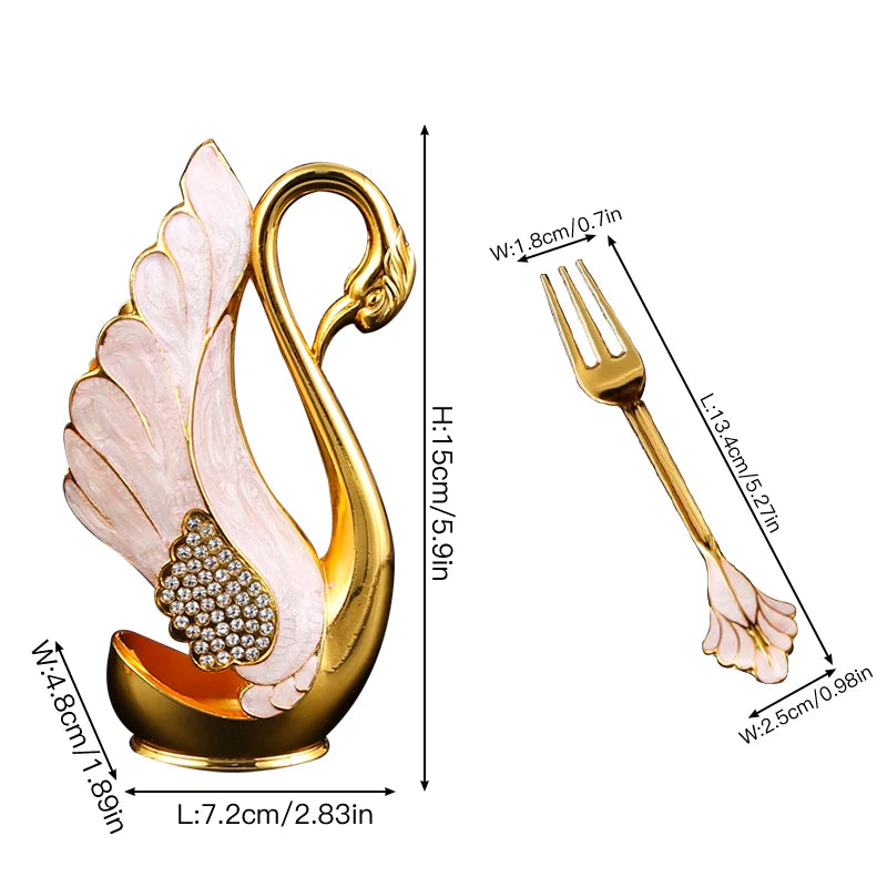 Swan-shaped fruit fork and spoon set by 𝕄𝕮 𝕋𝕙𝕖 𝔹𝕝𝕒𝕔𝕜 𝔻𝕚𝕒𝕞𝕠�
