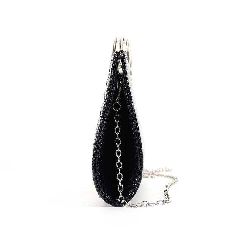 Elegant rhinestone sequin evening clutch bag with chain, luxury diamond details, perfect for weddings and parties by 𝕄𝕔 𝕋𝕙𝕖 𝔹𝕝𝕒𝕔𝕜 𝔻�