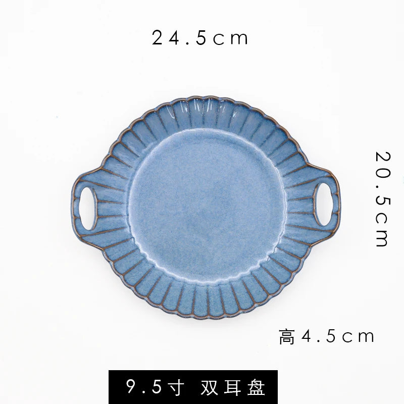 MC THE BLACK DIAMOND dinnerware set featuring kiln-variable glaze Western-style tableware with plates and bowls.