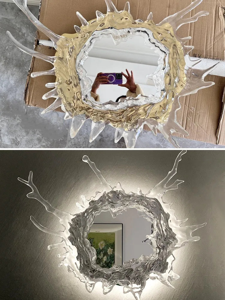 Modern LED wall lamp with art water flower design and mirror, sleek wall mirror by MC THE BLACK DIAMOND.