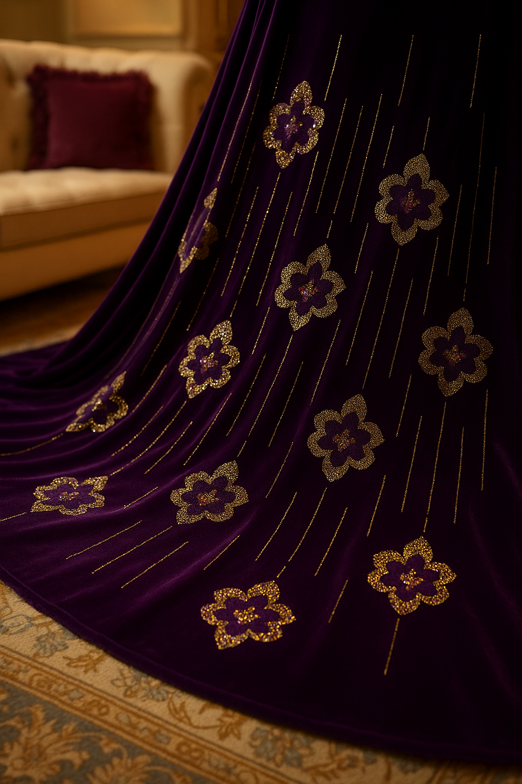 Velvet fabric from Mohammad Collection, 4-meter suit length, showcasing rich, soft velvet material suitable for tailoring or dressmaking.