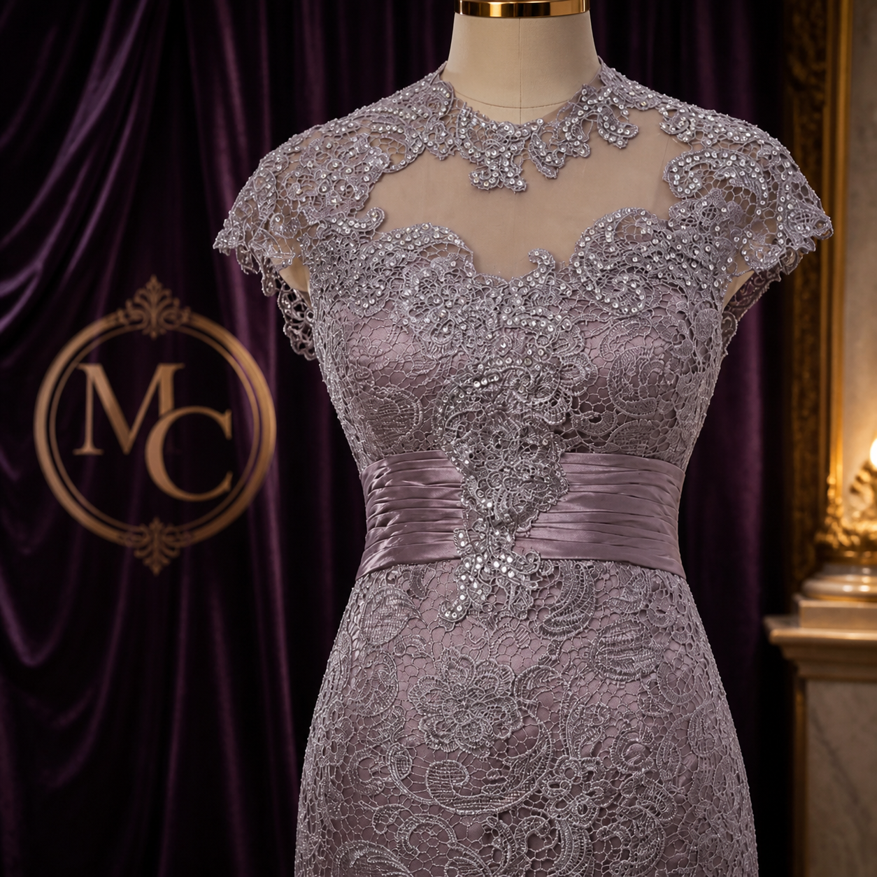 Gorgeous slim lace high collar top with cap sleeves from MC THE BLACK DIAMOND, featuring intricate lace detailing and elegant design.