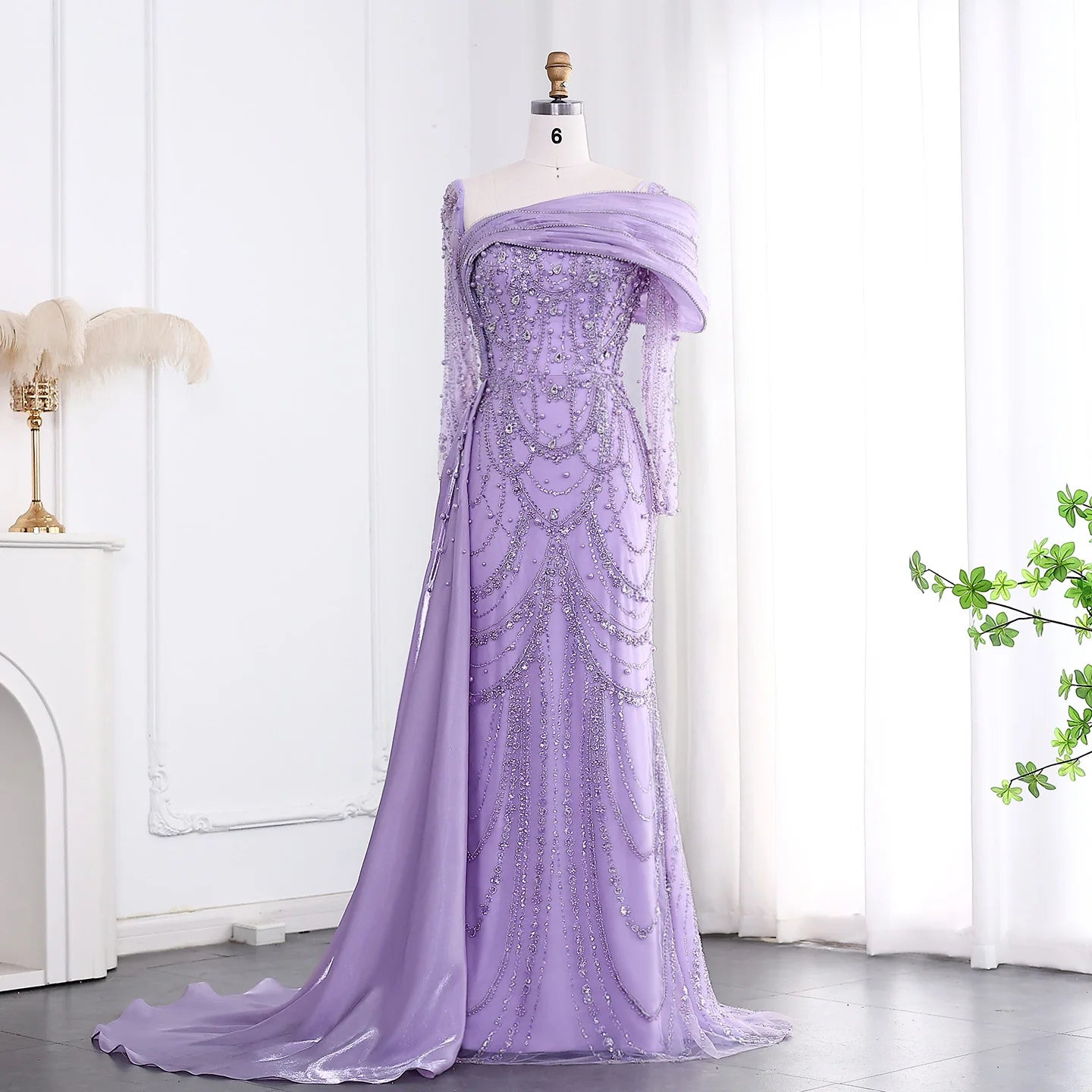 Elegant one-shoulder evening dress by MC THE BLACK DIAMOND featuring sleek black fabric and sophisticated design.