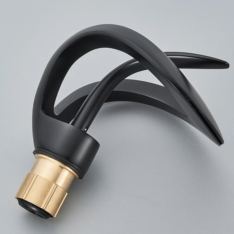 Solid brass waterfall basin faucet by MC THE BLACK DIAMOND, single handle hot and cold water mixer tap for bathroom sink.