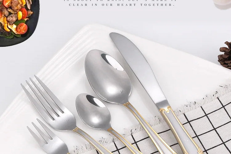 sets of steel knife and fork spoon