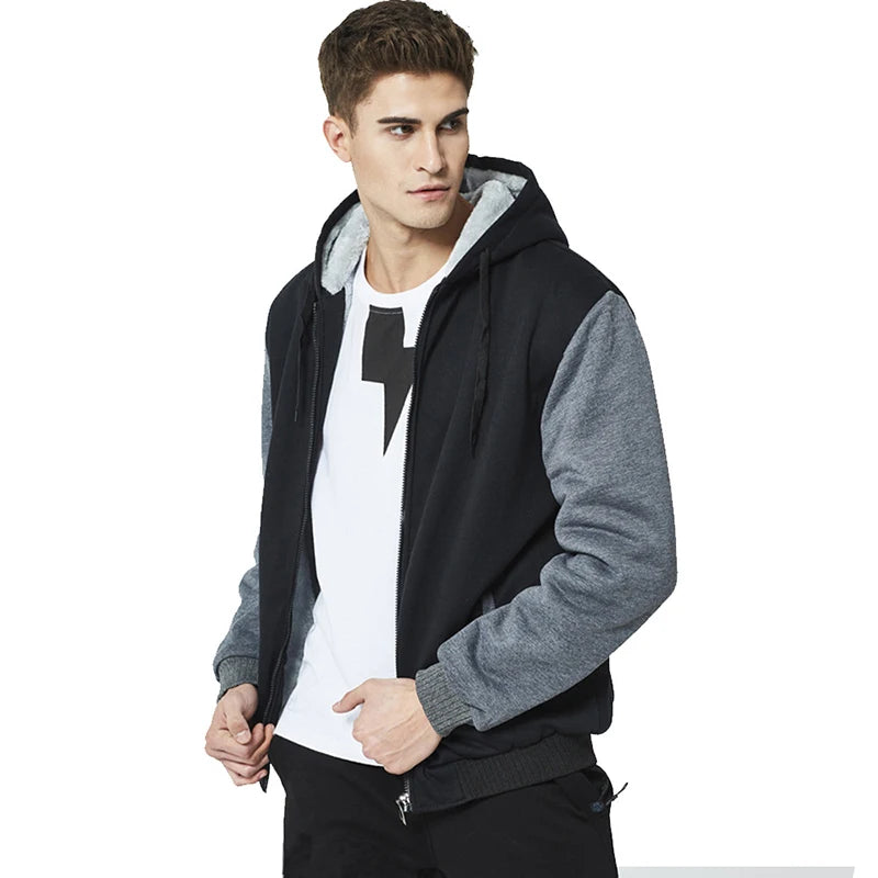 Men’s camouflage winter jacket by MC The Black Diamonds, fleece-lined, long sleeve coat with hood, casual streetwear for cold weather.