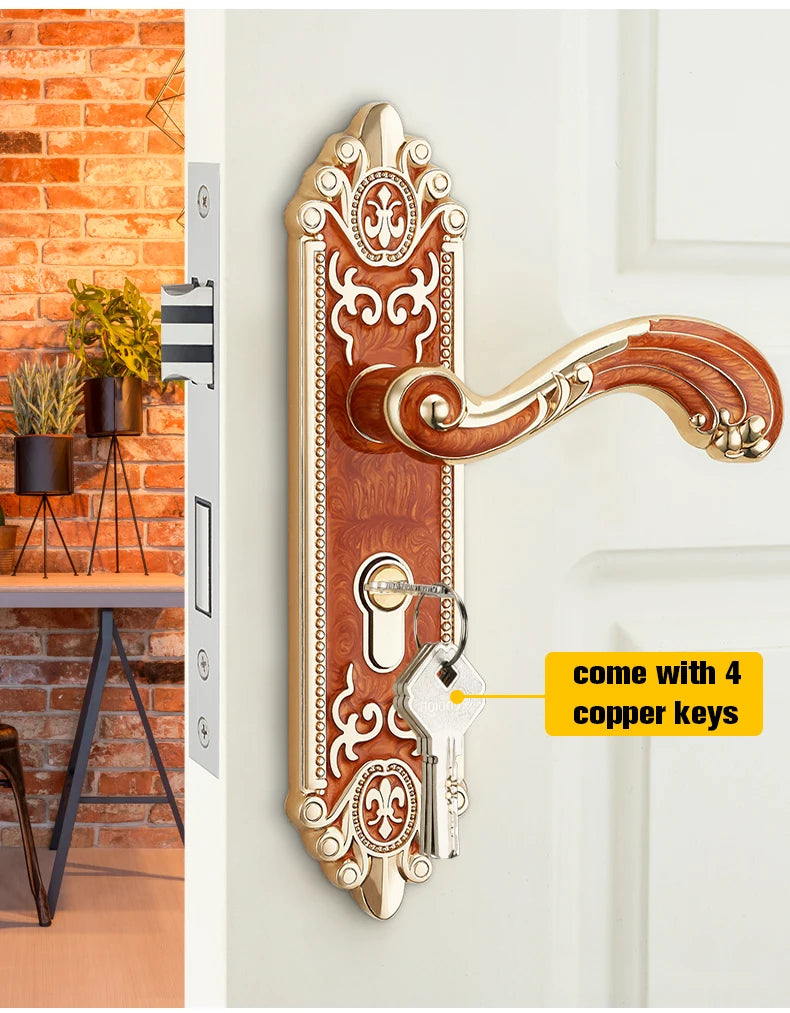 KA European style ivory white door lock with keys, anti-theft security handle, and mute home decor hardware from 𝕄𝕮 𝕋𝕙𝕖 𝔹𝕝𝕒𝕔𝕜 𝔻�