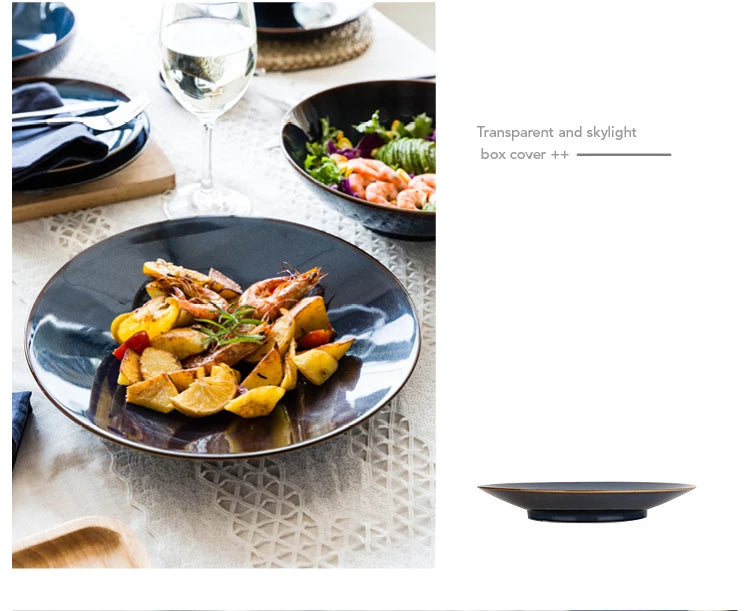 Deep blue ceramic dinnerware set by 𝕄𝕔 𝕋𝕙𝕖 𝔹𝕝𝕒𝕔𝕜 𝔻𝕚𝕒𝕞𝕠𝕟�