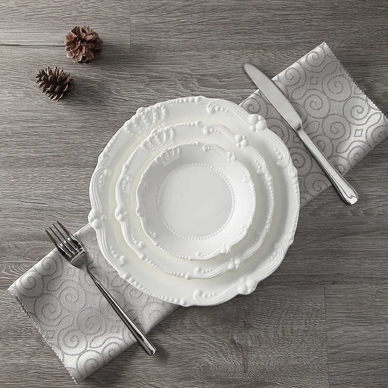 Royal Crown Relief Ceramic Dinner Plate Set