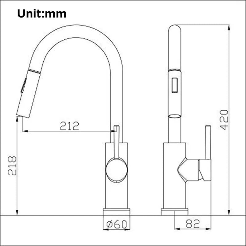 Black kitchen sink faucet with pull-out sensor and touch control by MC THE BLACK DIAMOND, featuring modern mixer tap design.