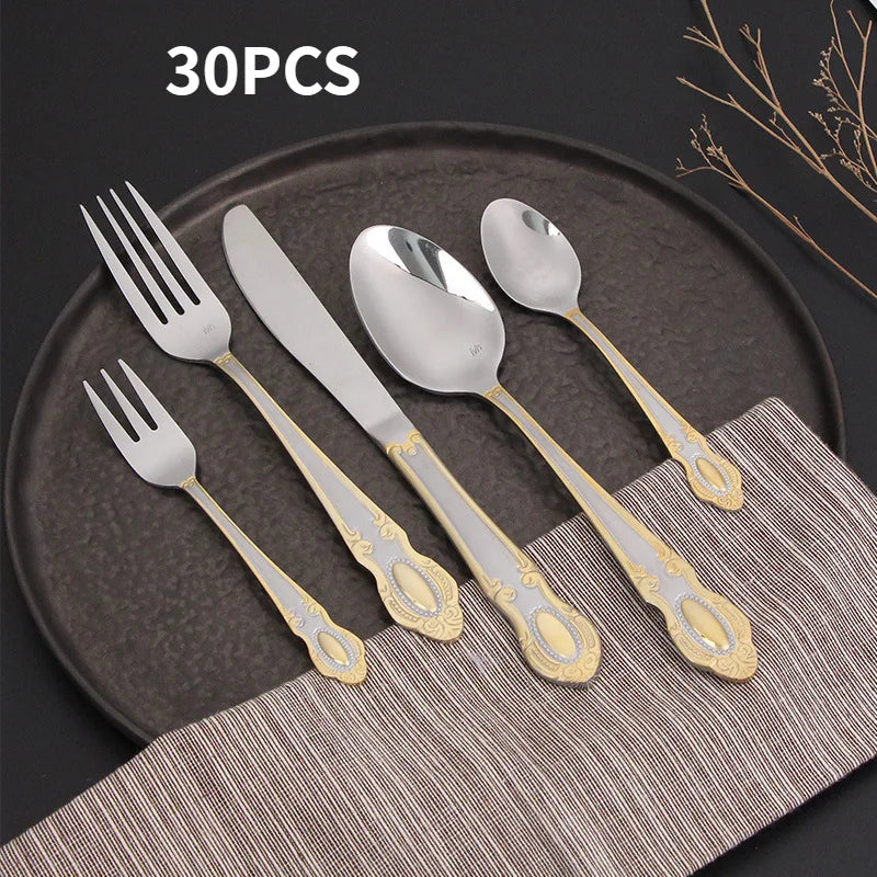 sets of steel knife and fork spoon