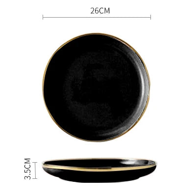 Pink, black, and gold inlay ceramic dinner plate by 𝕄𝕔 𝕋𝕙𝕖 𝔹𝕝𝕒𝕔𝕜 𝔻𝕚𝕒𝕞�