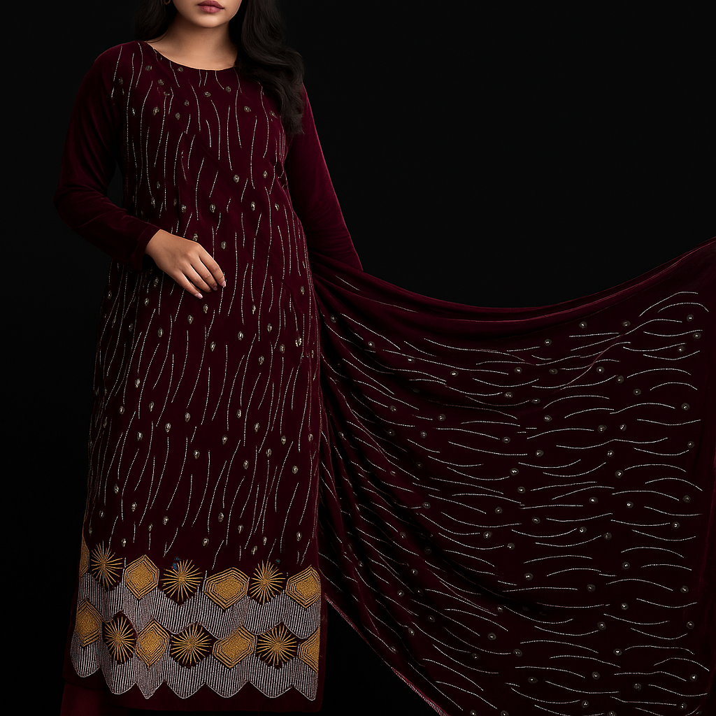 Black velvet fabric in 4-meter length from MC THE BLACK DIAMOND, showcasing soft, luxurious velvet material suitable for suits.