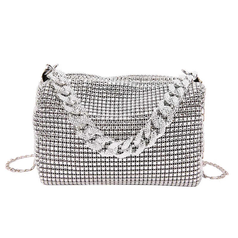 Bright diamond-patterned MC THE BLACK DIAMOND handbag, stylish fashion trend messenger bag with a modern design.