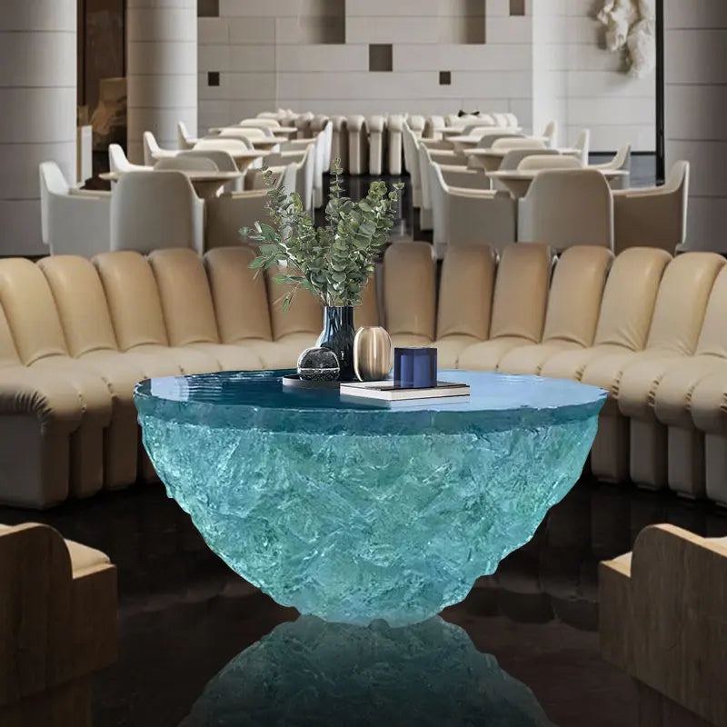 Transparent resin coffee table by MC THE BLACK DIAMOND featuring a modern, sleek design with a smooth surface and sturdy base.