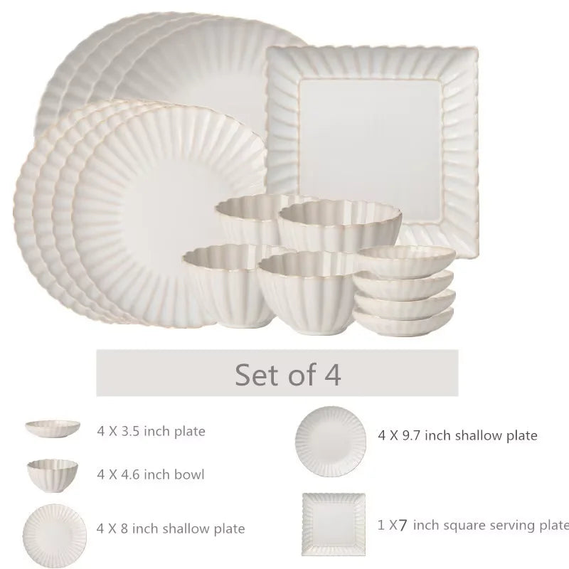White chrysanthemum-shaped ceramic dinner set by 𝕄𝕔 𝕋𝕙𝕖 𝔹𝕝𝕒𝕔𝕜 𝔻𝕚𝕒𝕞𝕠�