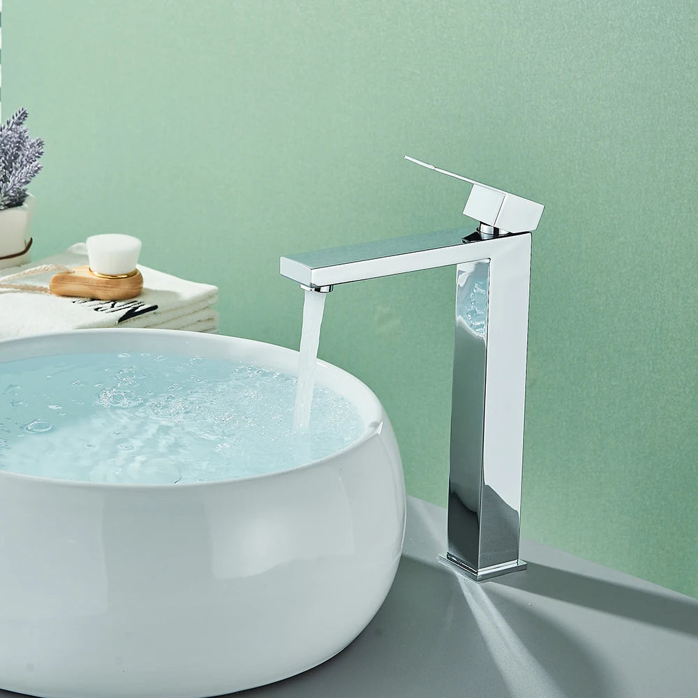 Matte black stainless steel bathroom sink faucet with hot and cold mixer, deck-mounted waterfall tap by 𝕄𝕔 𝕋𝕙𝕖 𝔹𝕝𝕒𝕔𝕜 𝔻𝕚�