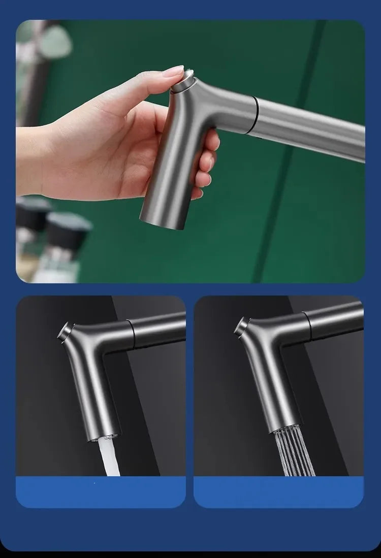 Brass pull-out water filter tap for kitchen sink, 3-way deck-mounted faucet by 𝕄𝕔 𝕋𝕙𝕖 𝔹𝕝𝕒𝕔𝕜 𝔻𝕚�
