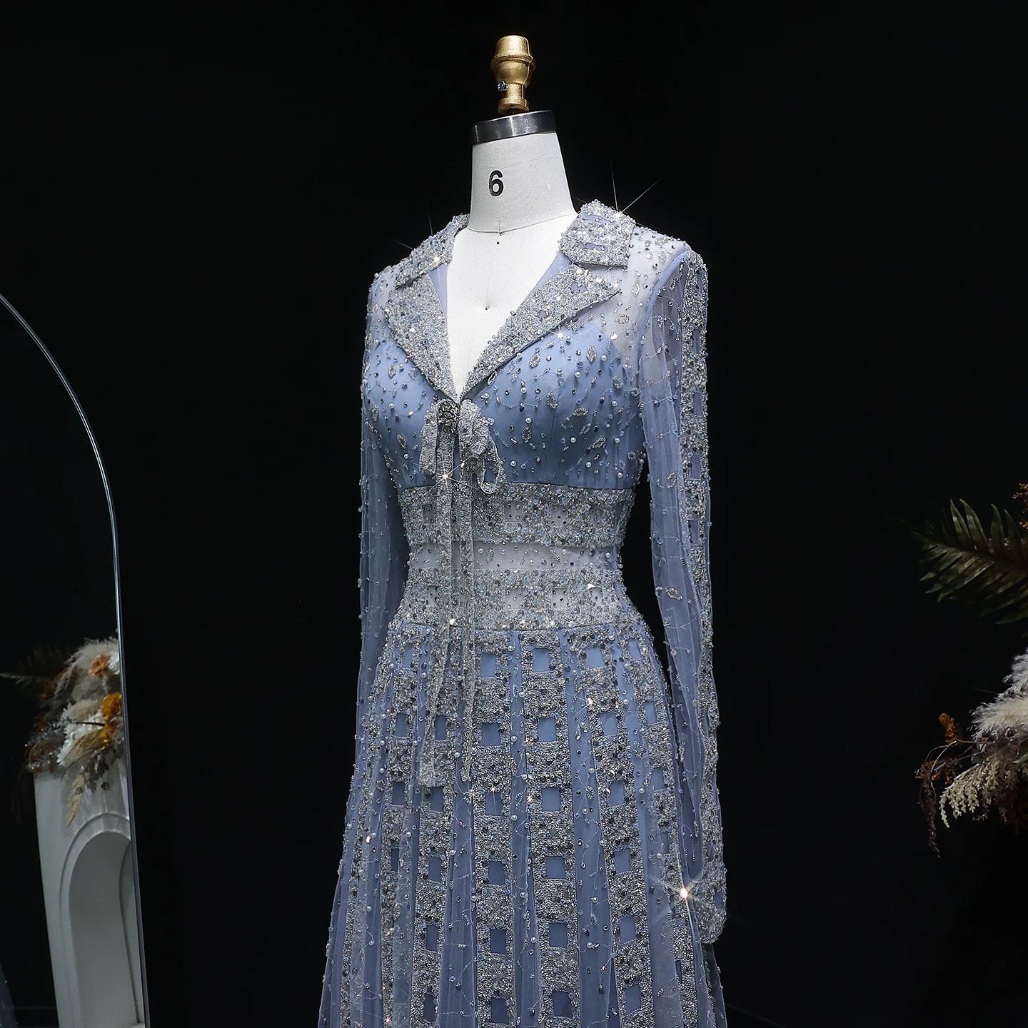 MC THE BLACK DIAMOND long sleeve formal evening dress featuring elegant design and sophisticated style.
