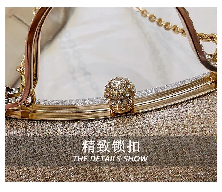 MC THE BLACK DIAMOND chain evening shoulder bag for women, stylish black hand bag with a sleek design and shoulder strap.