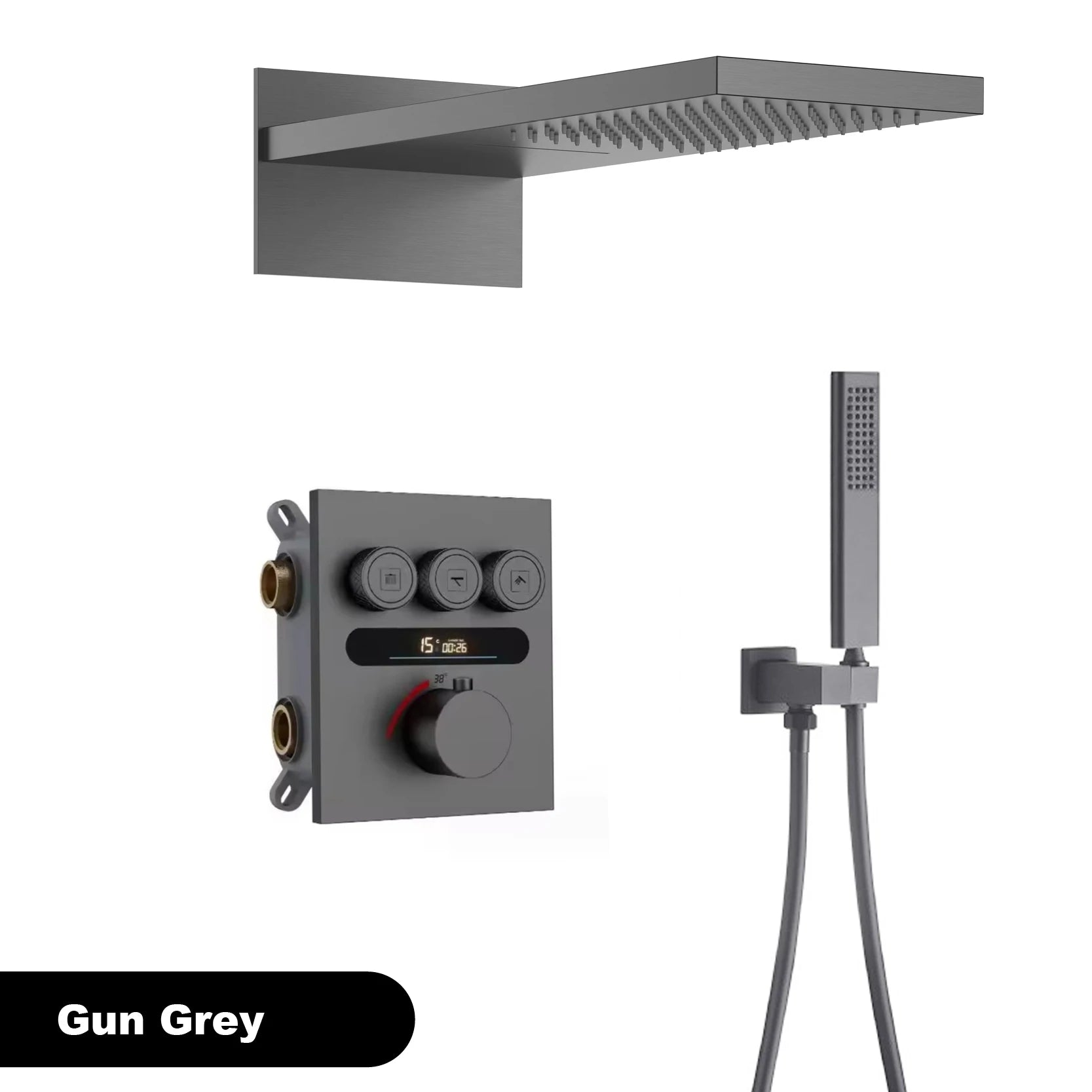Luxury gold LED digital display bath shower system with constant temperature control and embedded ceiling bath mixer by 𝕄𝕔 𝕋𝕙𝕖 𝔹𝕝𝕒𝕔𝕜 𝔻𝕚�