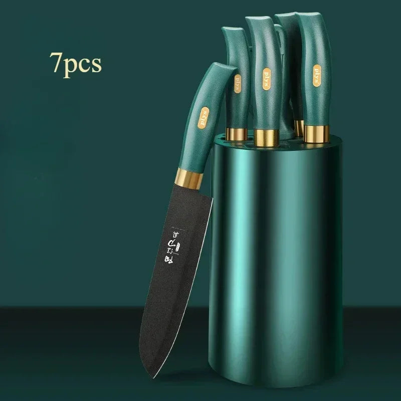 Portable and wear-resistant Mc The Black Diamonds kitchen chef knife set with durable meat slicing and cutting knives for home use.