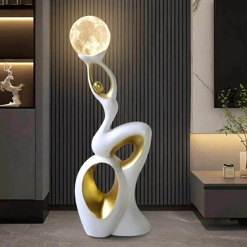 MC THE BLACK DIAMOND resin figurines featuring dancing life moon lantern and animal statues for home decor and living room decoration.