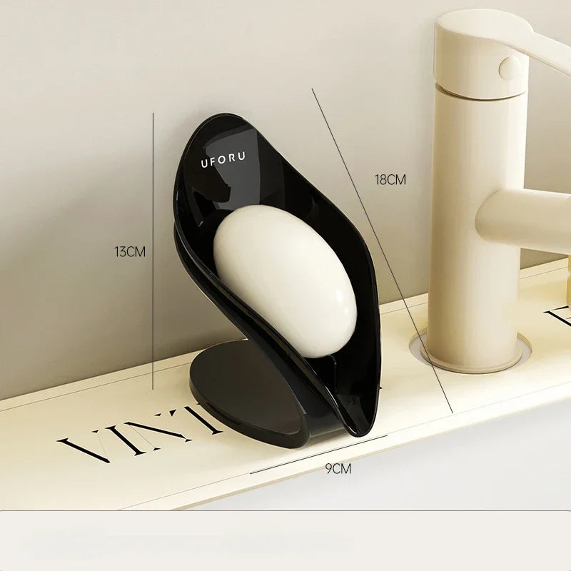 Modern MC THE BLACK DIAMOND soap dish holder with self-draining design and leak-proof base, ideal for bathroom countertop storage.