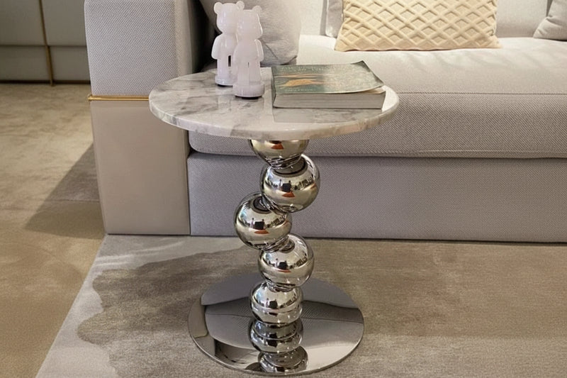 Simple High-end Round Coffee Table Nordic Style Natural Marble Sofa Side Table Designer Light Luxury Living Room Table - https://mohammadcollection.com