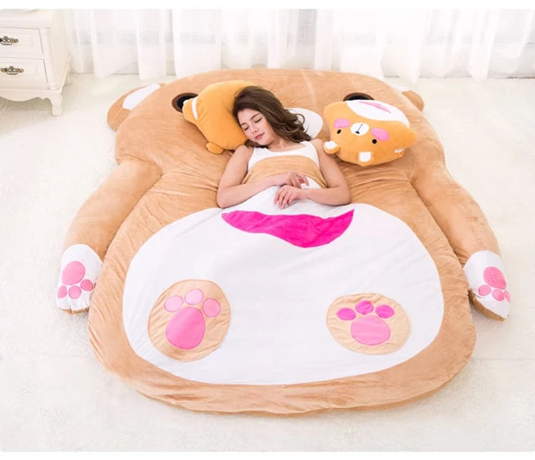 Cartoon-themed MC THE BLACK DIAMOND adult sofa bed futon in vibrant colors, designed as a lazy, comfortable mattress sofa for relaxing.