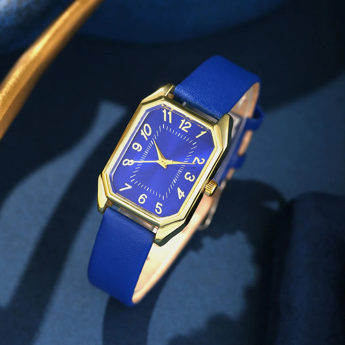 Luxury fashion square women's watch from Mohammad Collection, 6/5/1PCS jewelry with elegant design and gold-tone finish.