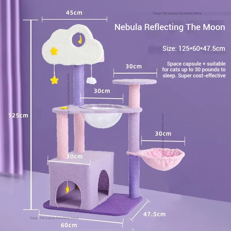 MC The Black Diamond Nordic luxury cat condo with climbing frame and space capsule design, perfect for cats to play and rest.