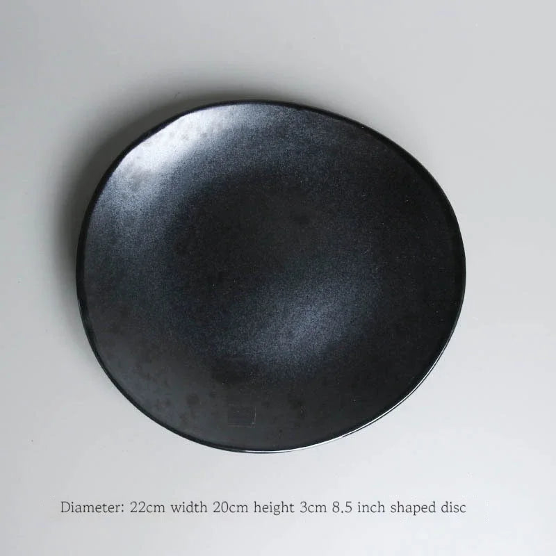 Solid black ceramic breakfast milk cup and deep steak soup plate from 𝕄𝕔 𝕋𝕙𝕖 𝔹𝕝𝕒𝕔𝕜 𝔻𝕚𝕒𝕞�