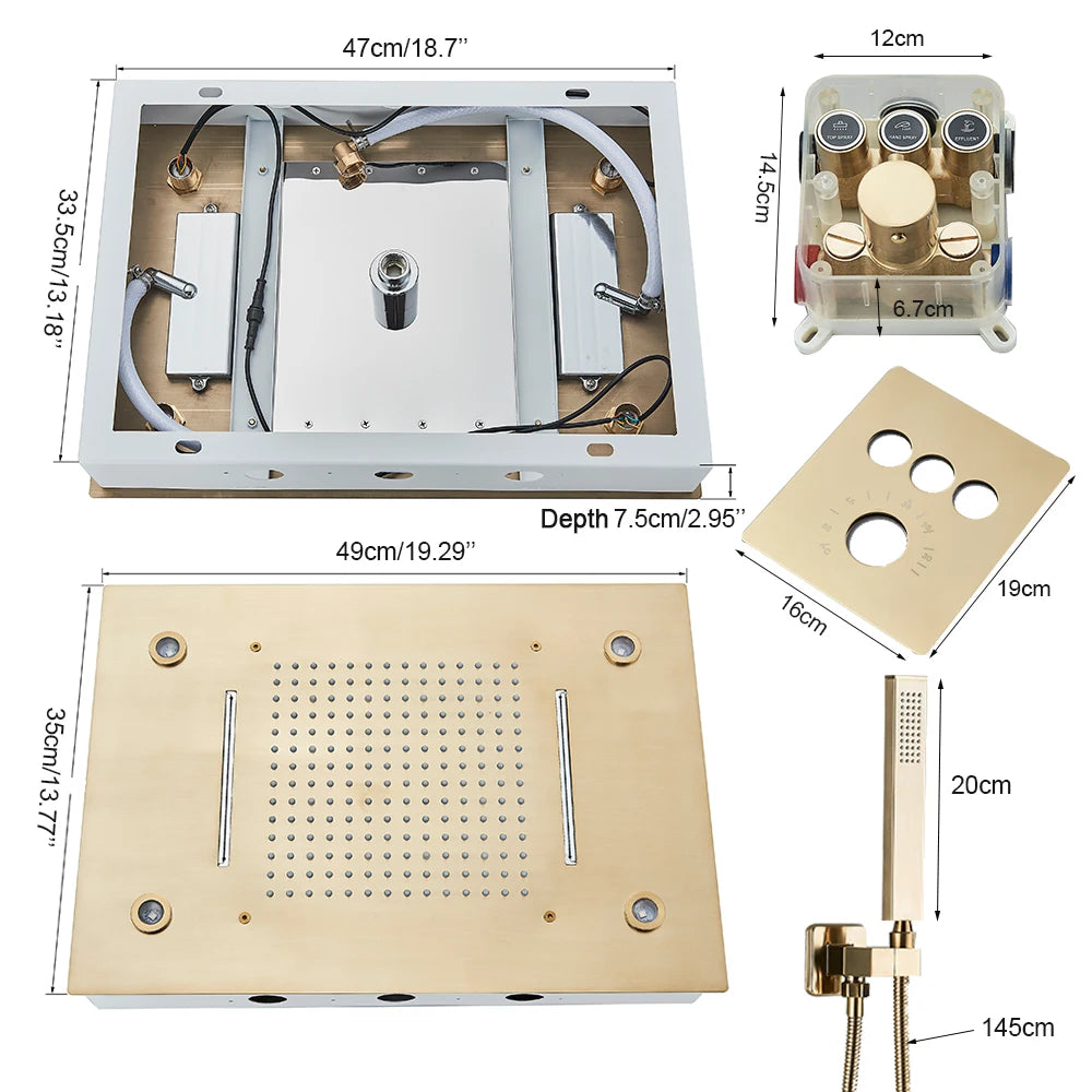 Black thermostatic bathroom shower faucet set by 𝕄𝕔 𝕋𝕙𝕖 𝔹𝕝𝕒𝕔𝕜 𝔻𝕚𝕒𝕞𝕠𝕟
