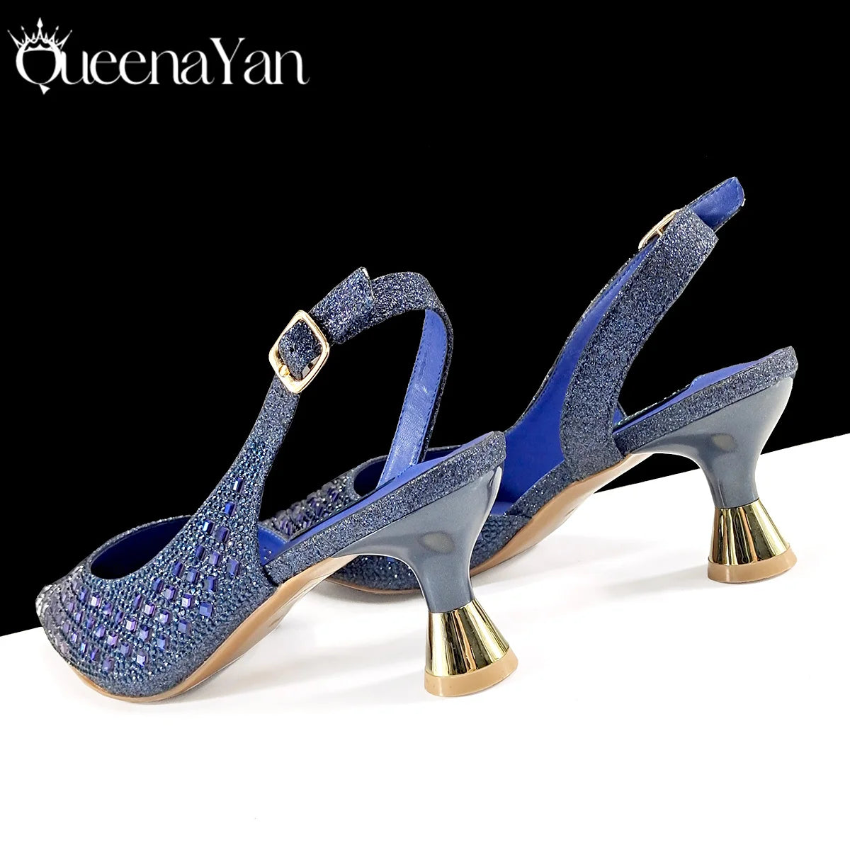 Elegant green pointed toe shoe and matching clutch bag set by Mohammad Collection, featuring rhinestones and high heels for women’s parties.