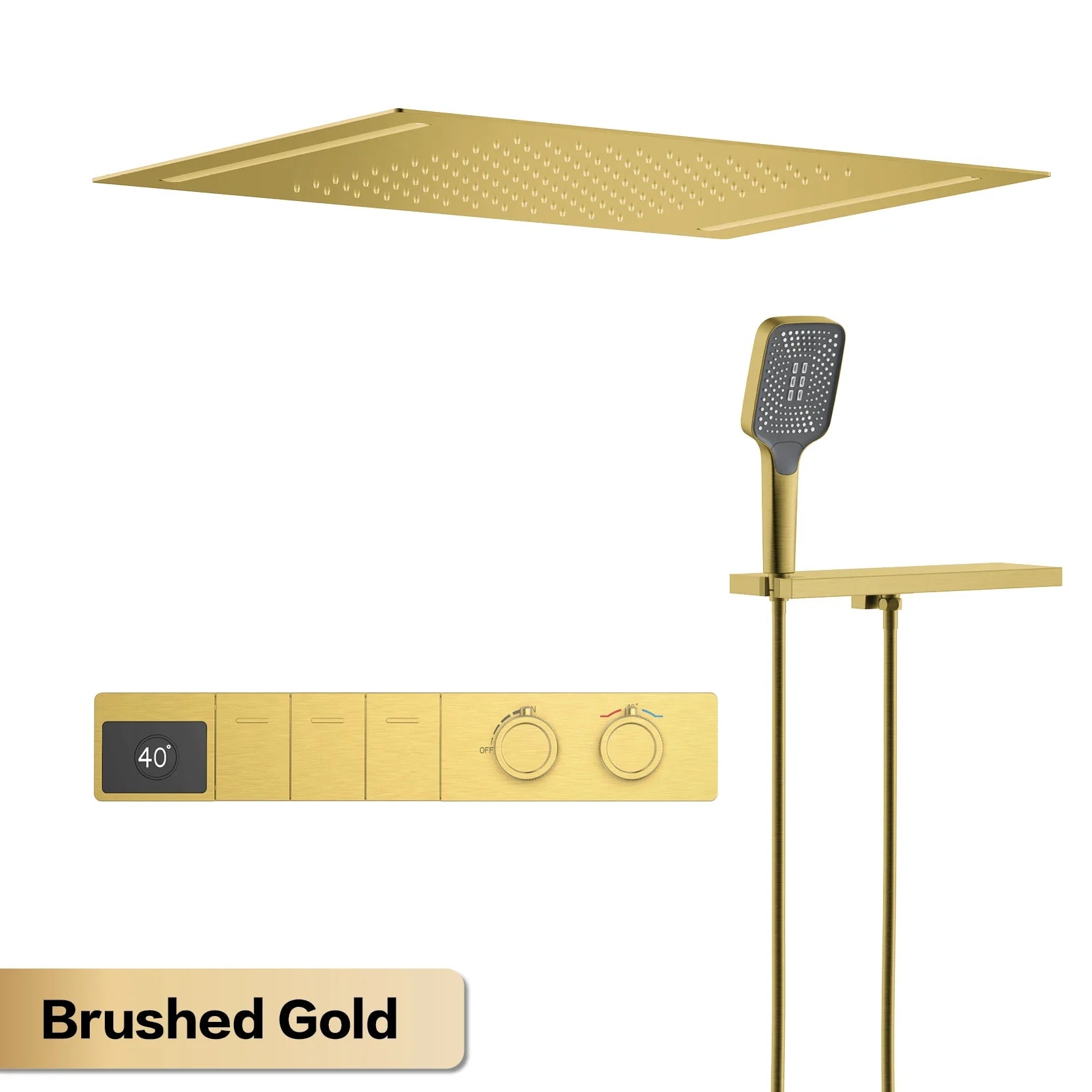 Luxury brass gun gray bathroom shower system with LED digital display, hot and cold water, embedded bath faucet by 𝕄𝕔 𝕋𝕙𝕖 𝔹𝕝𝕒𝕔𝕜 𝔻�
