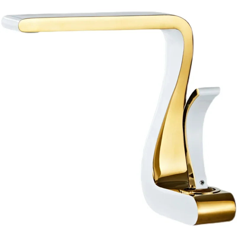 Luxury white gold bathroom mixer tap by MC THE BLACK DIAMOND with brass construction, hot and cold water sink faucet, single hole design