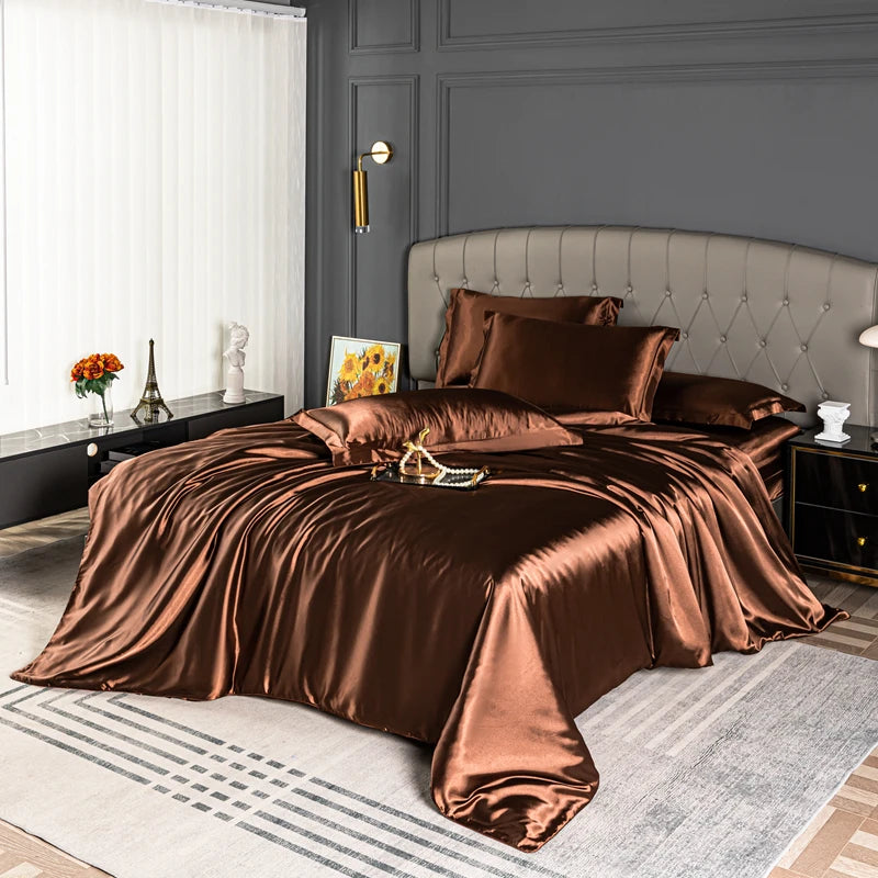Black satin duvet cover from 𝕄𝕔 𝕋𝕙𝕖 𝔹𝕝𝕒𝕔𝕜 𝔻𝕚𝕒𝕞𝕠𝕟𝕕