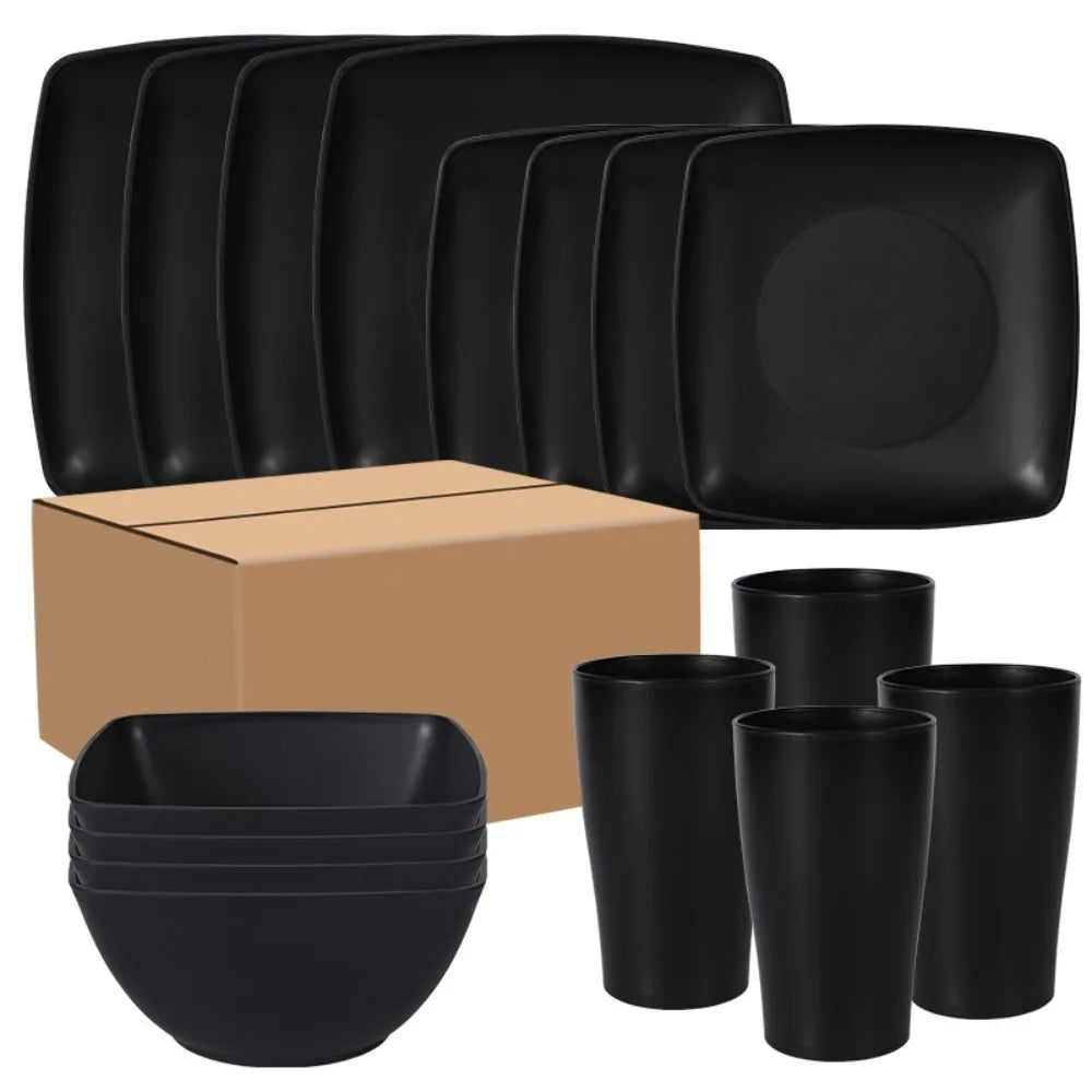 16-piece plastic dinnerware set by 𝕄𝕔 𝕋𝕙𝕖 𝔹𝕝𝕒𝕔𝕜 𝔻𝕚𝕒𝕞𝕠𝕟�