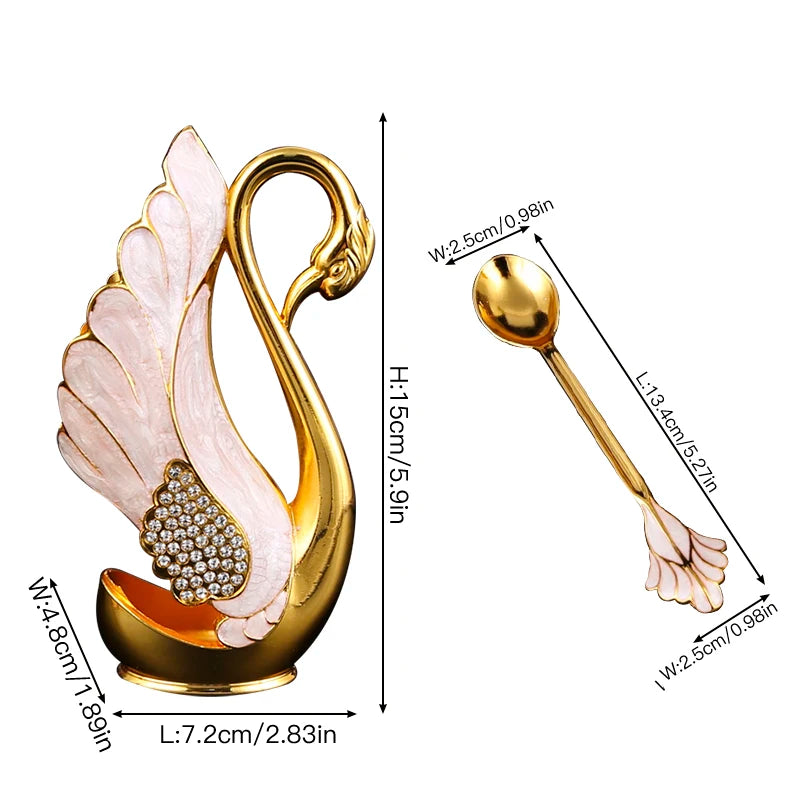 Swan-shaped fruit fork and spoon set from 𝕄𝕮 𝕋𝕙𝕖 𝔹𝕝𝕒𝕔𝕜 𝔻𝕚𝕒𝕞𝕠�