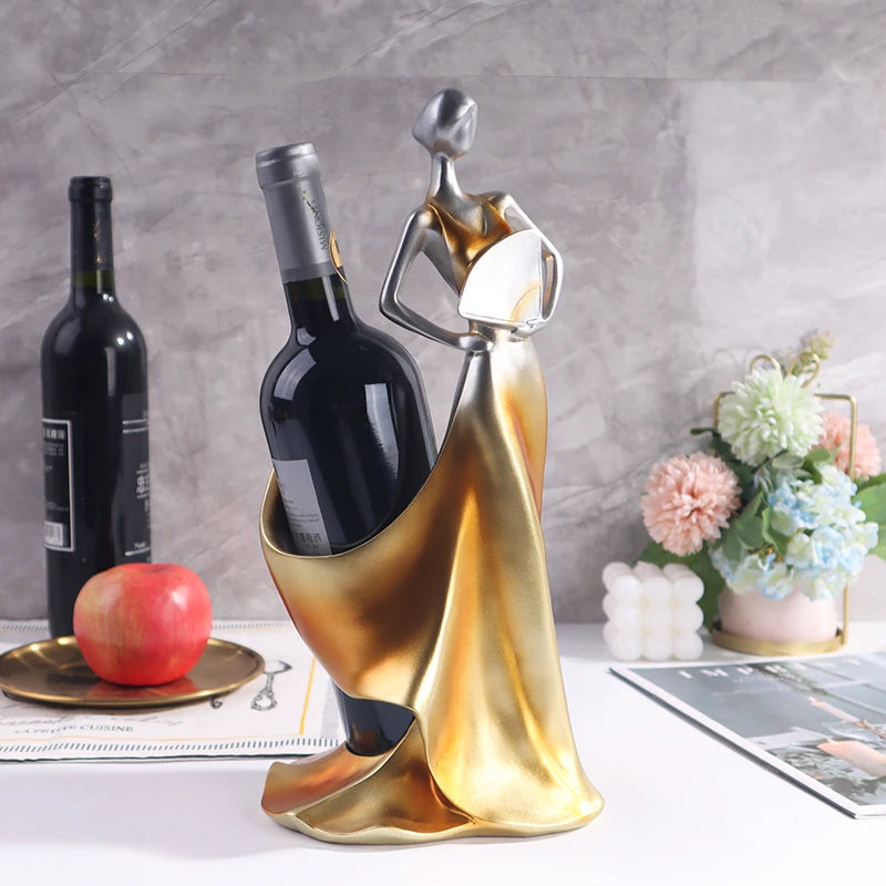 European style wine rack featuring a girl bottle holder, decorative home décor piece in a living room setting by 𝕄𝕔 𝕋𝕙𝕖 𝔹𝕝𝕒𝕔𝕜 𝔻𝕚