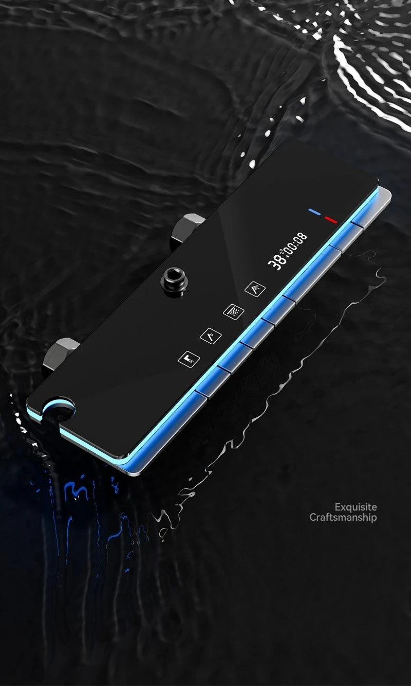 Grey four-mode digital bathroom shower system by 𝕄𝕔 𝕋𝕙𝕖 𝔹𝕝𝕒𝕔𝕜 𝔻𝕚𝕒𝕞𝕠𝕟