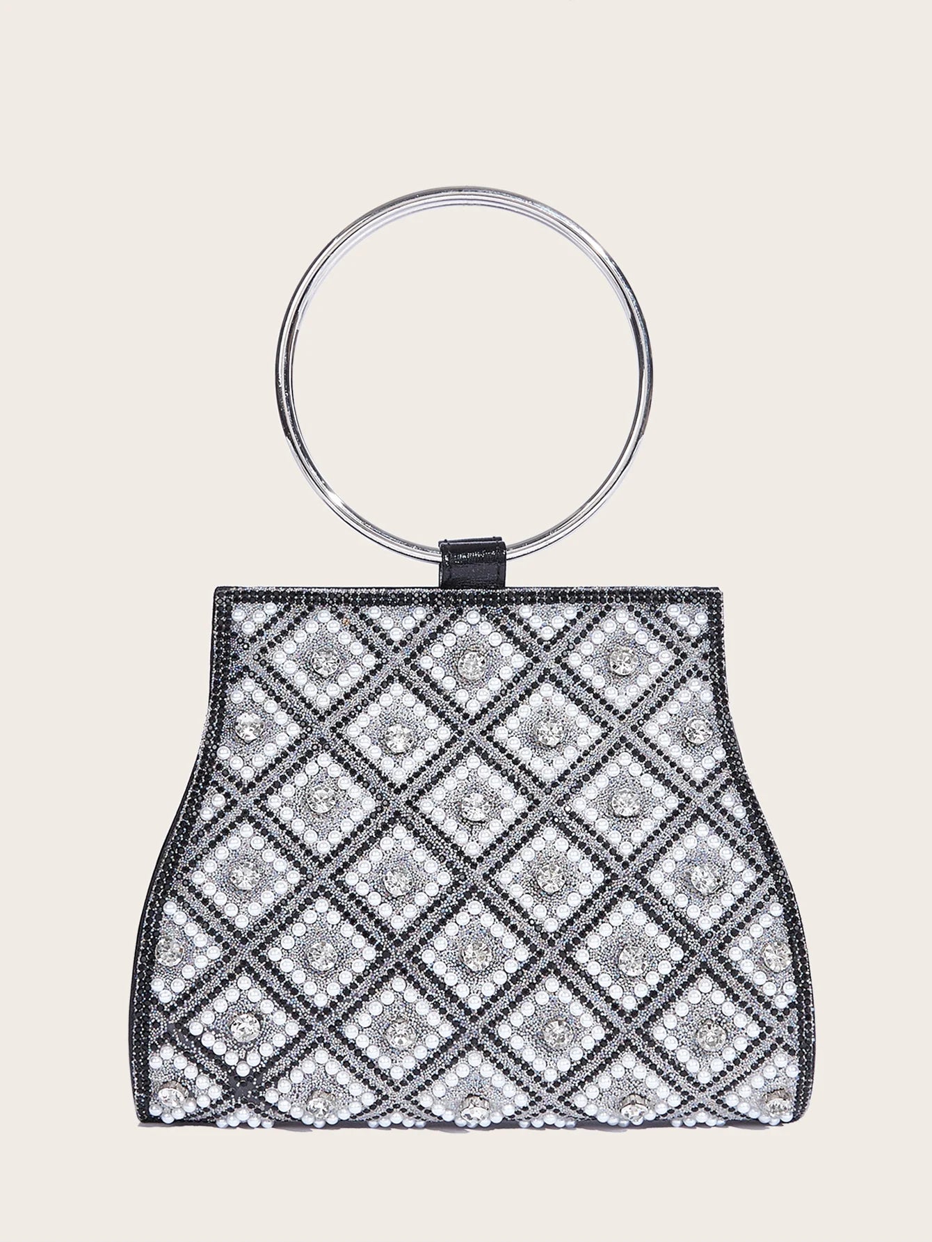 Women's MC THE BLACK DIAMOND diamond-embellished evening handbag with rhinestones, stylish hand bag for special occasions.