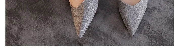 Women's Faionable f slip-on heels from Mohammad Collection, featuring a blue fairy-like design, square heel, and two-way wear in high-end PU.