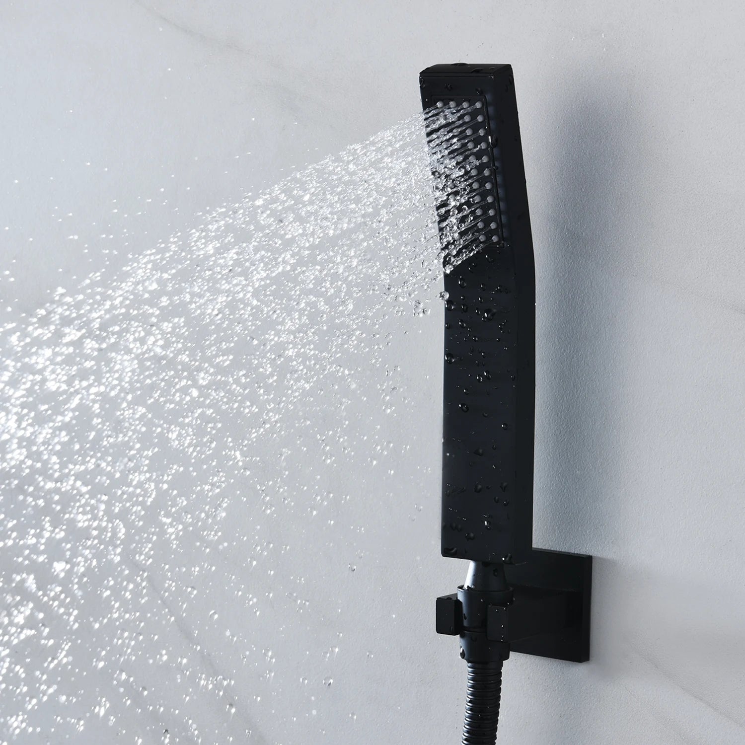 Luxury MC The Black Diamonds rainfall mist spray LED shower head set with side massage jets, 16/20 inch bath fixture, and temperature control