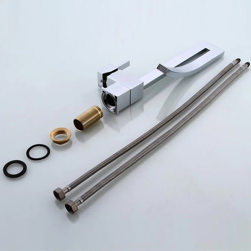 MC THE BLACK DIAMOND elegant brass square bathroom basin faucet for bath sinks, shown in a sleek modern design.