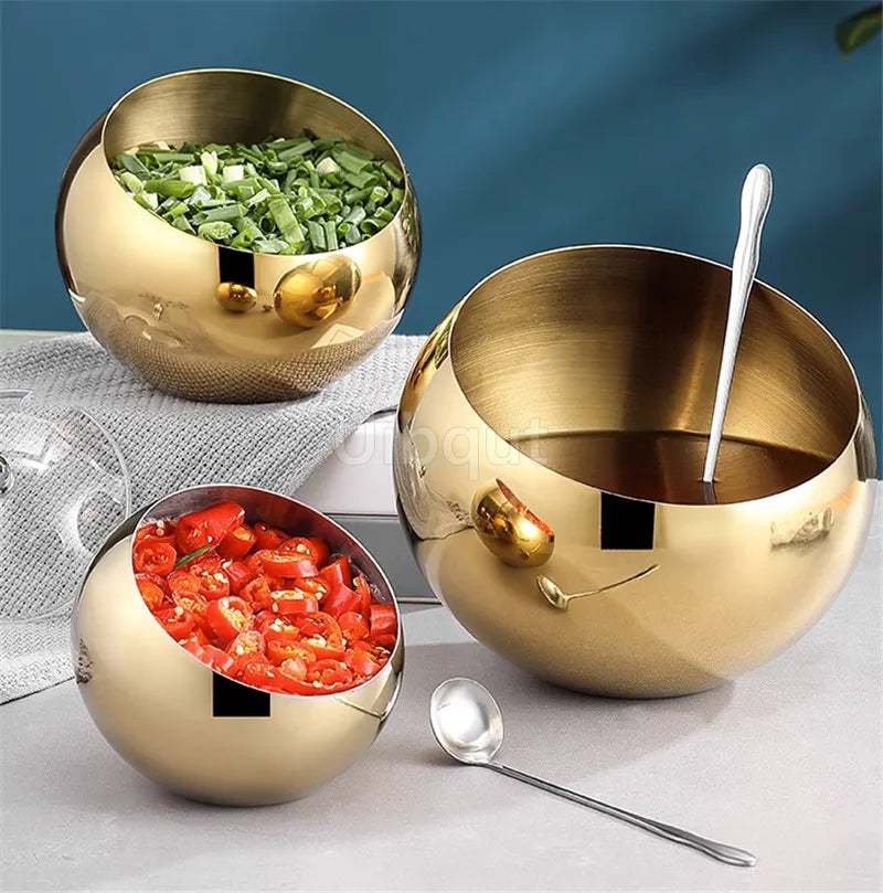 Stainless steel oblique mouth sauce bowl with lid, ideal for hot pots, salads, and seasoning, from 𝕄𝕔 𝕋𝕙𝕖 𝔹𝕝𝕒𝕔𝕜 𝔻�